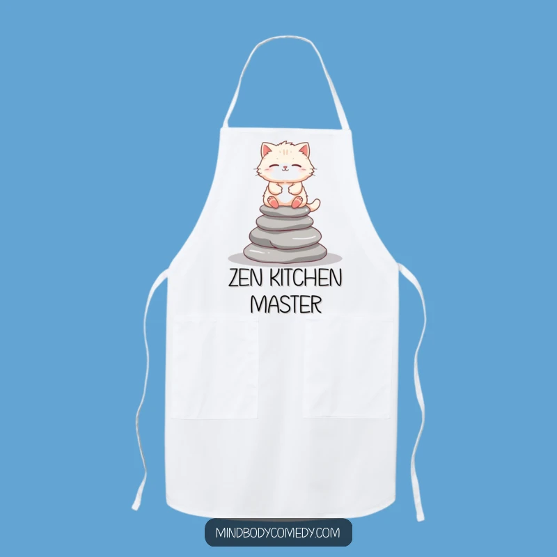 Funny Cat Meditation Apron - Durable & Peaceful Zen Kitchen Bib Gift