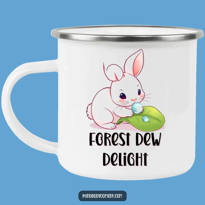 Funny Rabbit Dewdrop Camping Mug: Nature's Calm Brew!