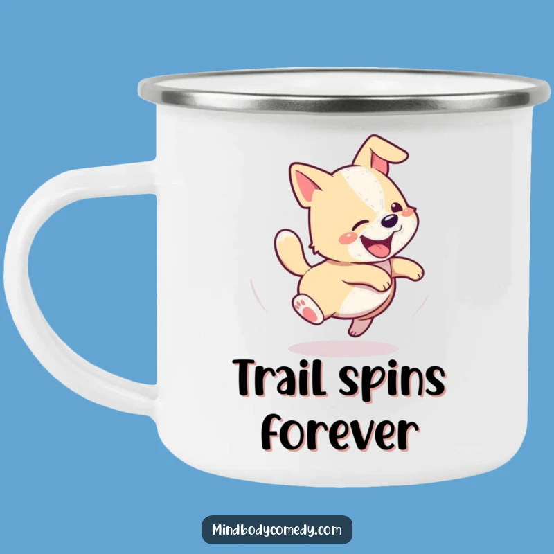 Funny Dog Tail Chase Camping Mug: Adventure Fuel!
