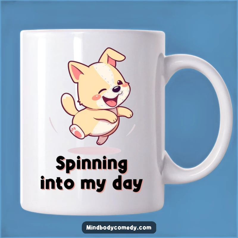Funny Dog Tail Chase Mug: Hilarious Canine Craziness!
