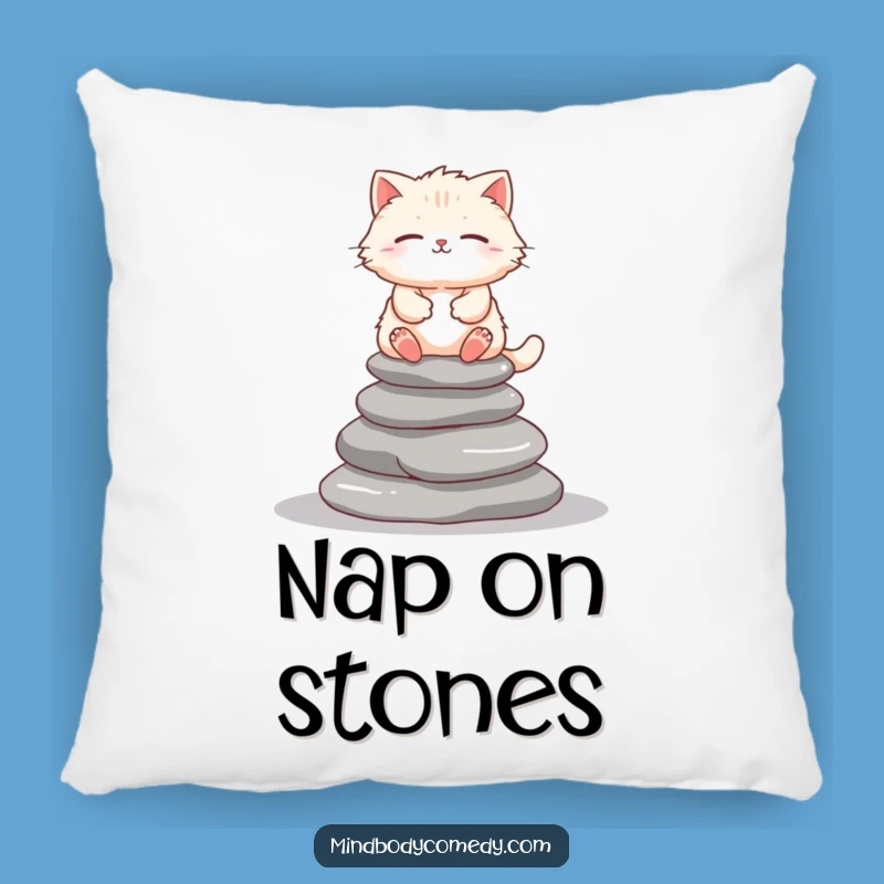 Comfy Funny Cat Zen Pillow - Soft & Peaceful Kitty Accent Gift