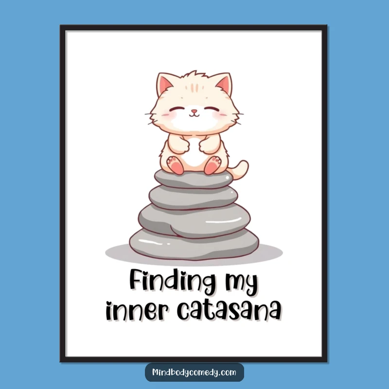 Free Printable Wall Art: Zen Cat Meditating! Humorous Downloadable Decor Gift
