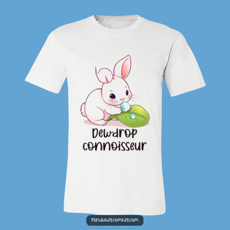 Funny Rabbit Dewdrop T-Shirt: Embrace Gentle Curiosity!