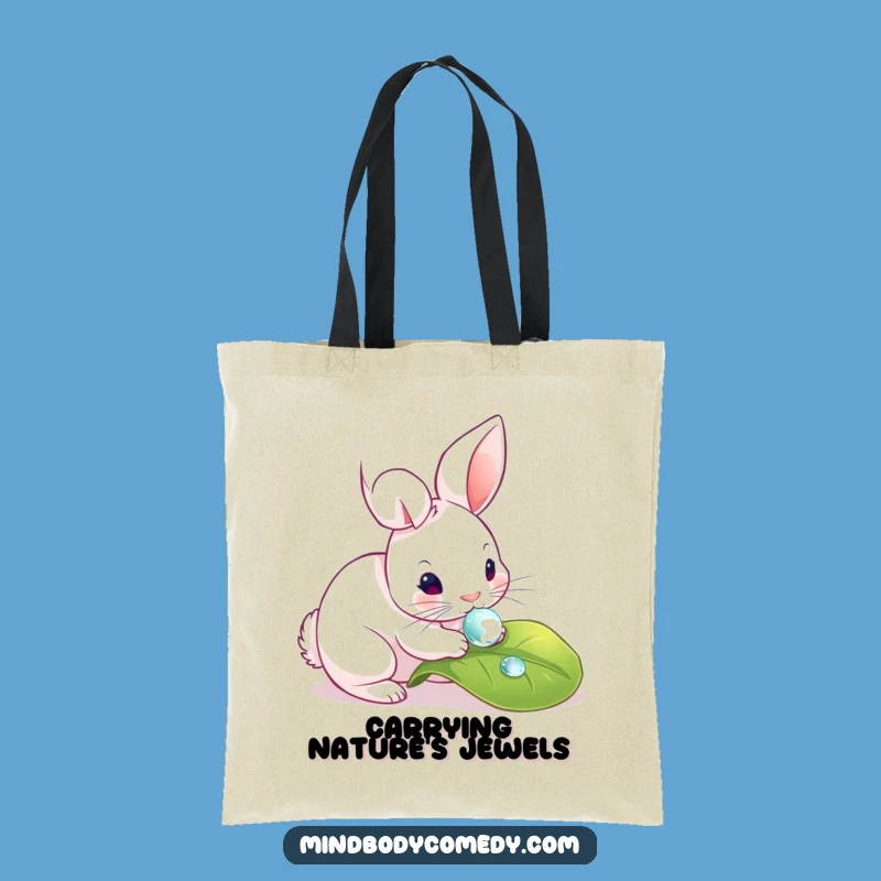 Funny Rabbit Dewdrop Tote Bag: Carry Nature's Delights!